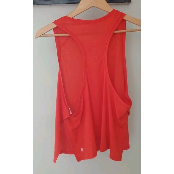 Athleta Grid Knit Tank Top Size XL Red Gym Pickleball Breathable Side Slit - Picture 8 of 10